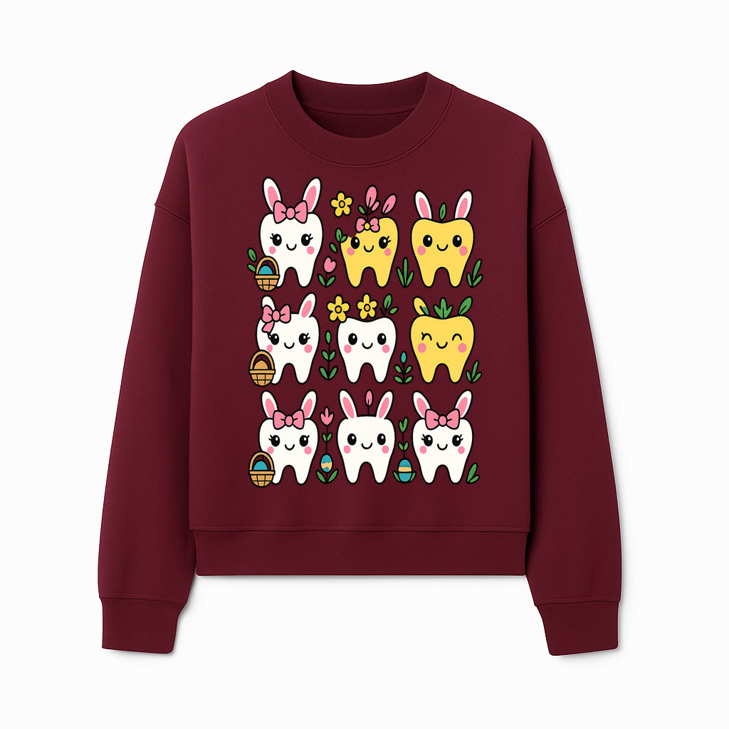 Cute Bunny Teeth Stickers | Easter Tooth Decor | Kawaii Dental Art for Kids | Fun Spring Decorations | Whimsical Tooth and Flower Designs - Sweatshirt 1758250141769.jpg