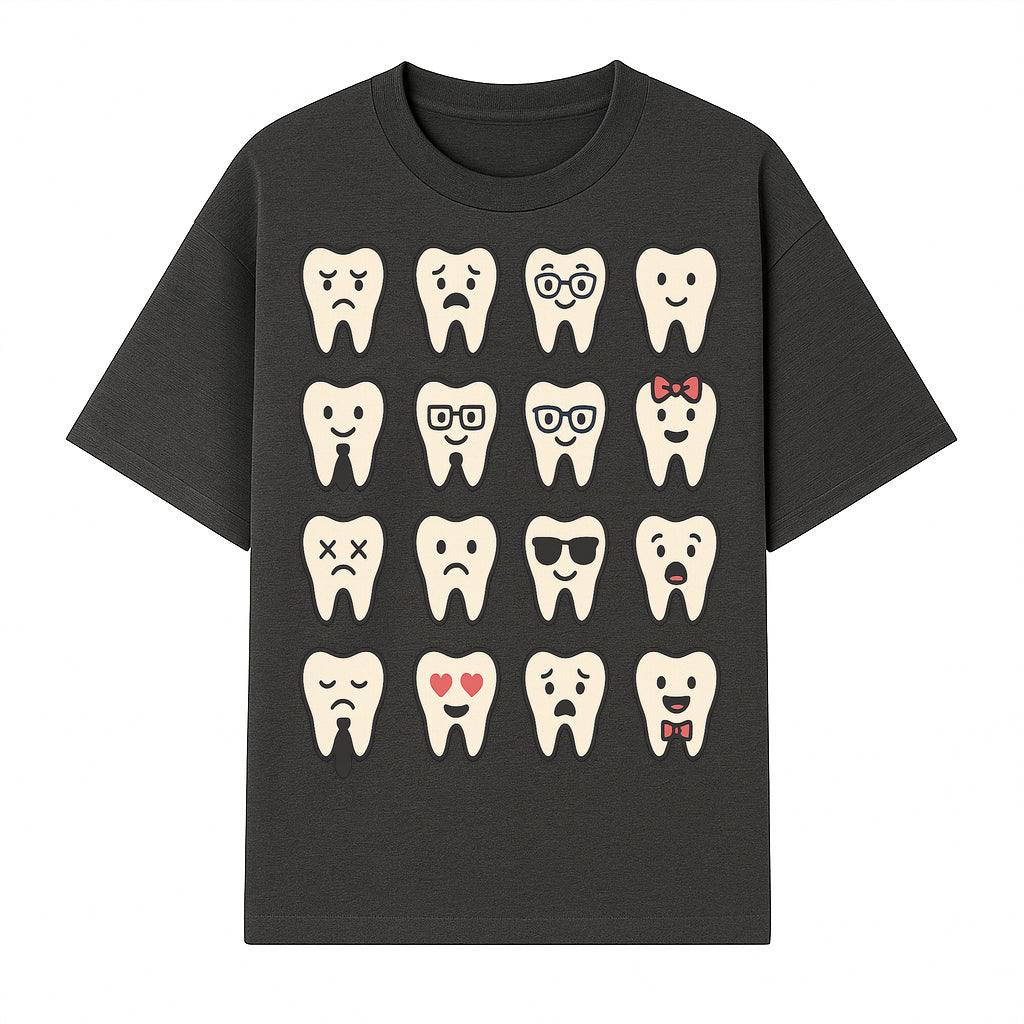 Cute Tooth Emoji Set - 16 Unique Tooth Faces for Dental Decor, Stickers, or Gifts - Happy, Sad, Cool, Funny Expressions - T-shirt 1758250141955.jpg