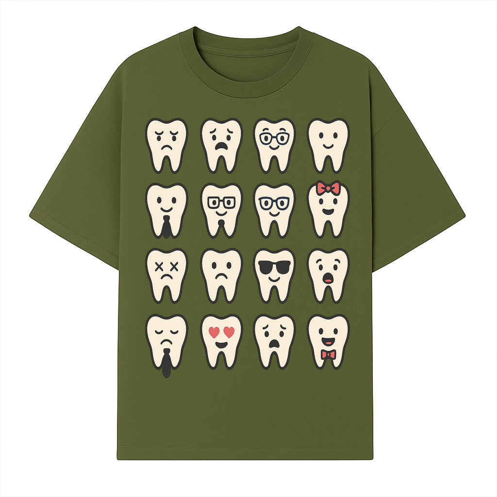 Cute Tooth Emoji Set - 16 Unique Tooth Faces for Dental Decor, Stickers, or Gifts - Happy, Sad, Cool, Funny Expressions - T-shirt 1758250142119.jpg
