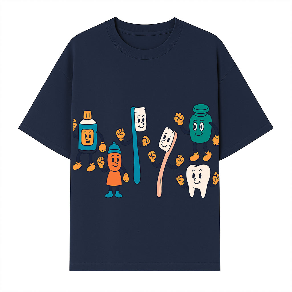 Dental Care Cartoon Characters Sticker Set - Fun Toothbrush, Toothpaste, and Tooth Designs for Kids' Bathroom Decor - T-shirt 1758250142127.jpg
