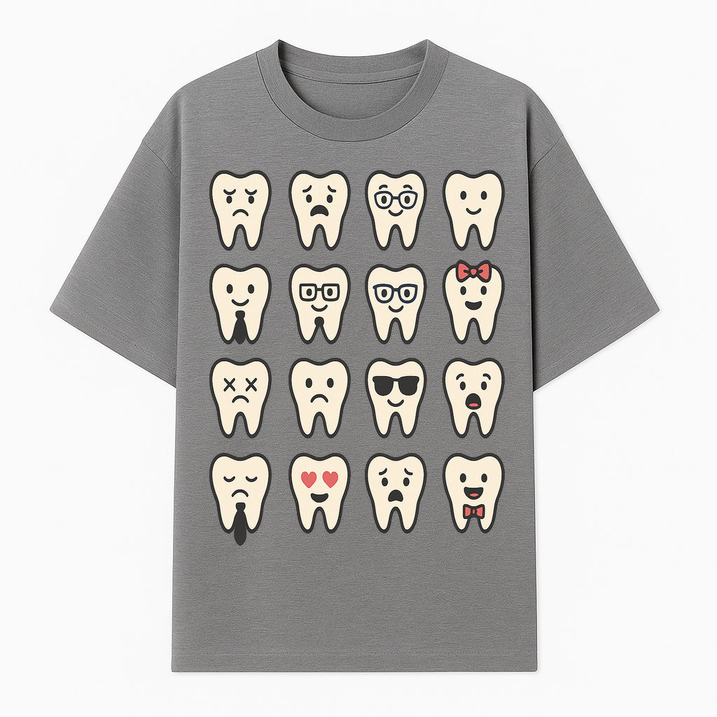 Cute Tooth Emoji Set - 16 Unique Tooth Faces for Dental Decor, Stickers, or Gifts - Happy, Sad, Cool, Funny Expressions - T-shirt 1758250142272.jpg