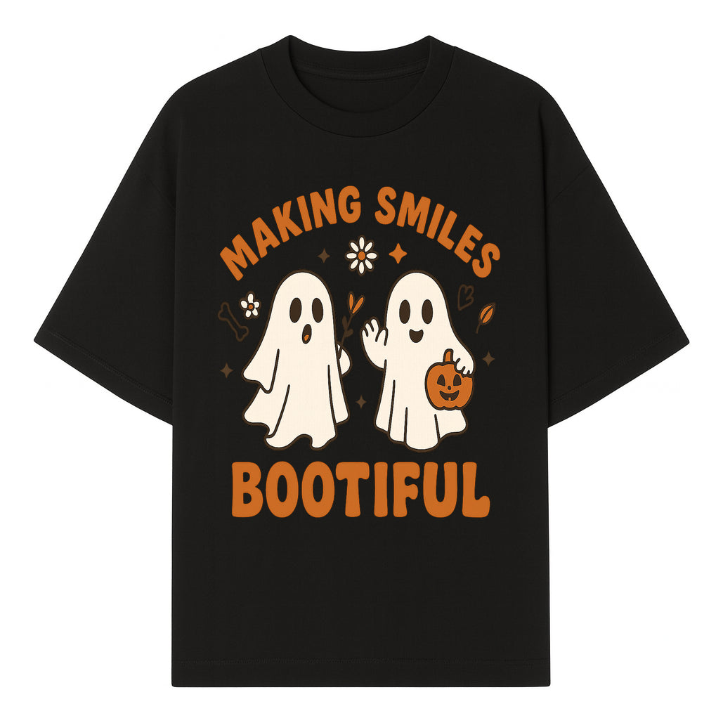 Cute Ghosts Halloween T-Shirt - Making Smiles Bootiful with Pumpkin & Flowers, Fun Fall Apparel for Kids & Adults - T-shirt 1758250142356.jpg