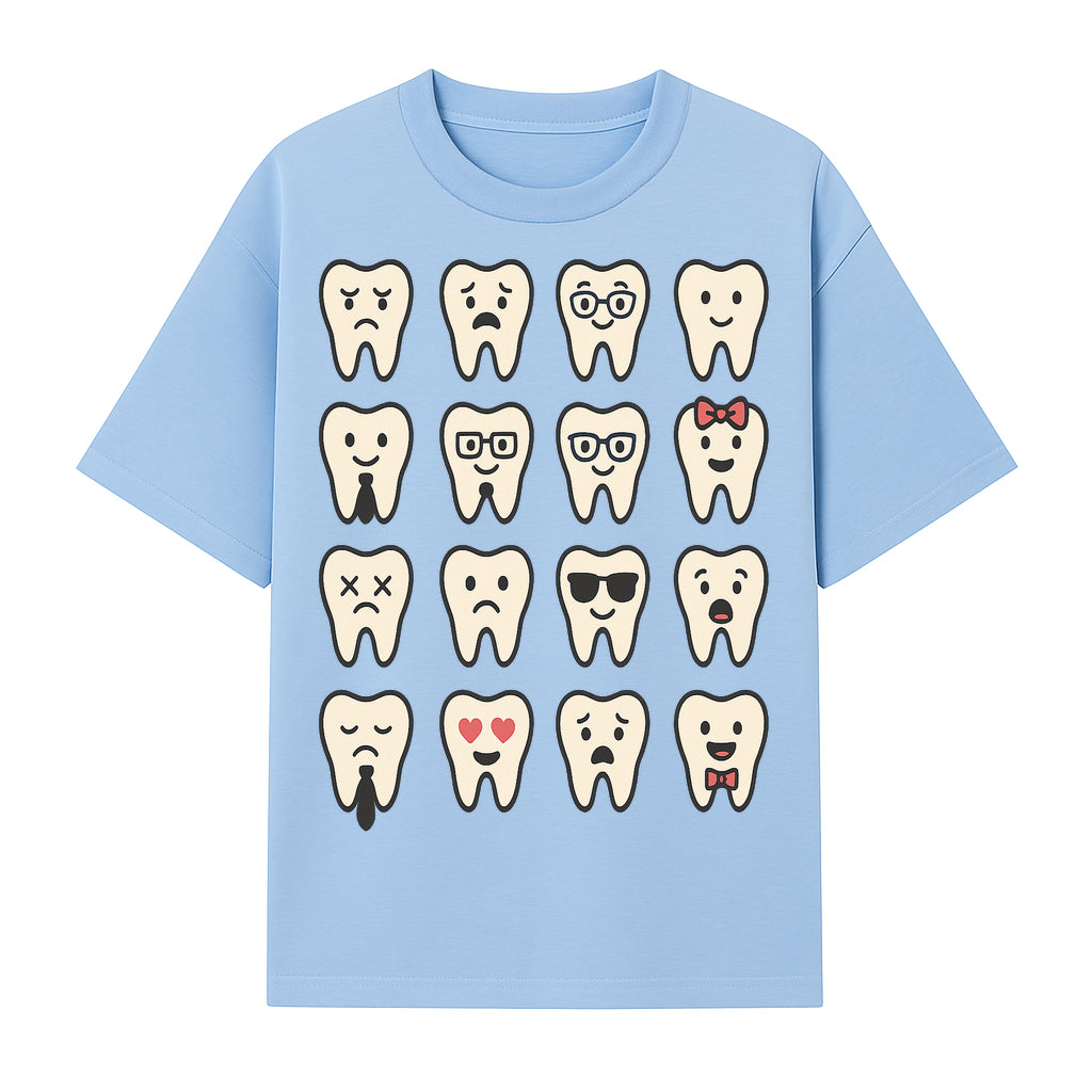 Cute Tooth Emoji Set - 16 Unique Tooth Faces for Dental Decor, Stickers, or Gifts - Happy, Sad, Cool, Funny Expressions - T-shirt 1758250142424.jpg