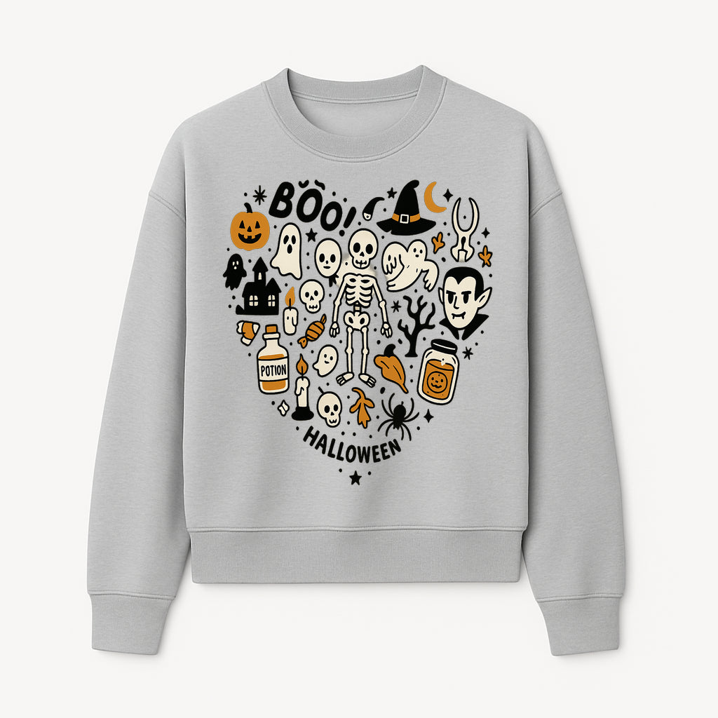 Halloween Skeleton and Ghosts Graphic Print, Spooky Potion Bottle Art, Cute Halloween Decor, Trick or Treat Illustration - Sweatshirt 1758250142433.jpg