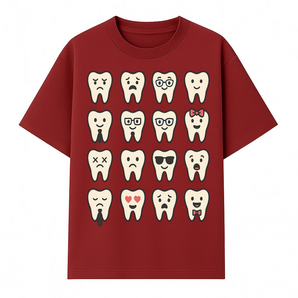Cute Tooth Emoji Set - 16 Unique Tooth Faces for Dental Decor, Stickers, or Gifts - Happy, Sad, Cool, Funny Expressions - T-shirt 1758250142675.jpg