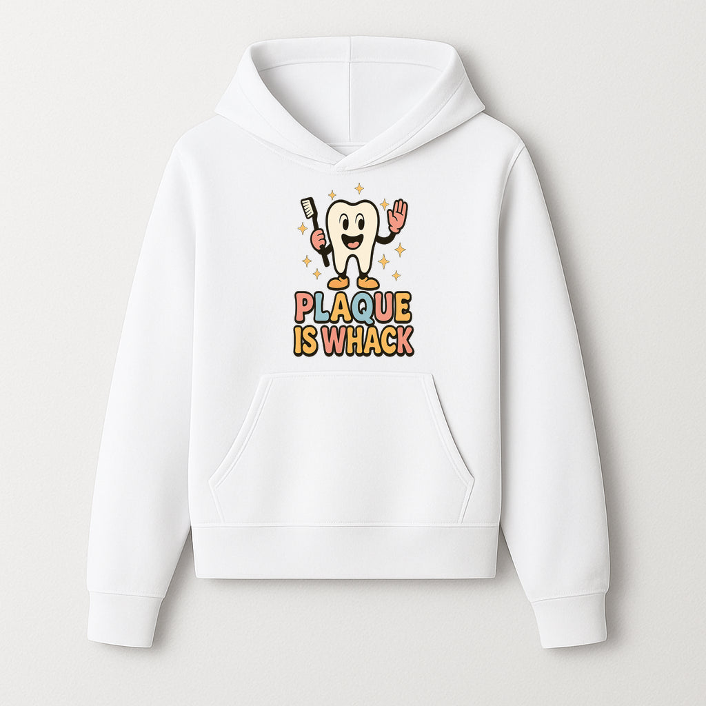 Funny Tooth Plaque Humor Shirt | Plaque is Whack | Cute Dental Cartoon Design | Perfect for Kids & Dental Hygienists - Hoodie 1758250142746.jpg