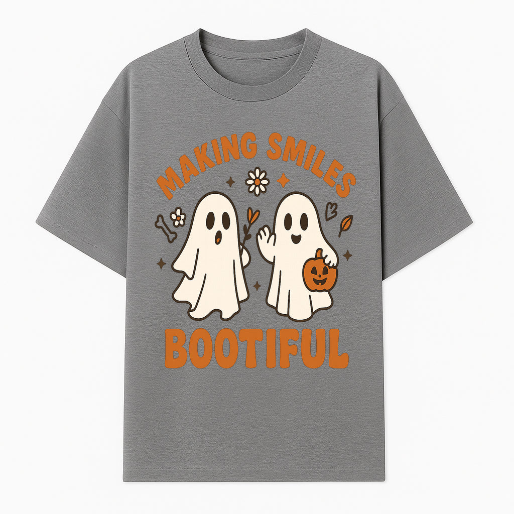 Cute Ghosts Halloween T-Shirt - Making Smiles Bootiful with Pumpkin & Flowers, Fun Fall Apparel for Kids & Adults - T-shirt 1758250142829.jpg