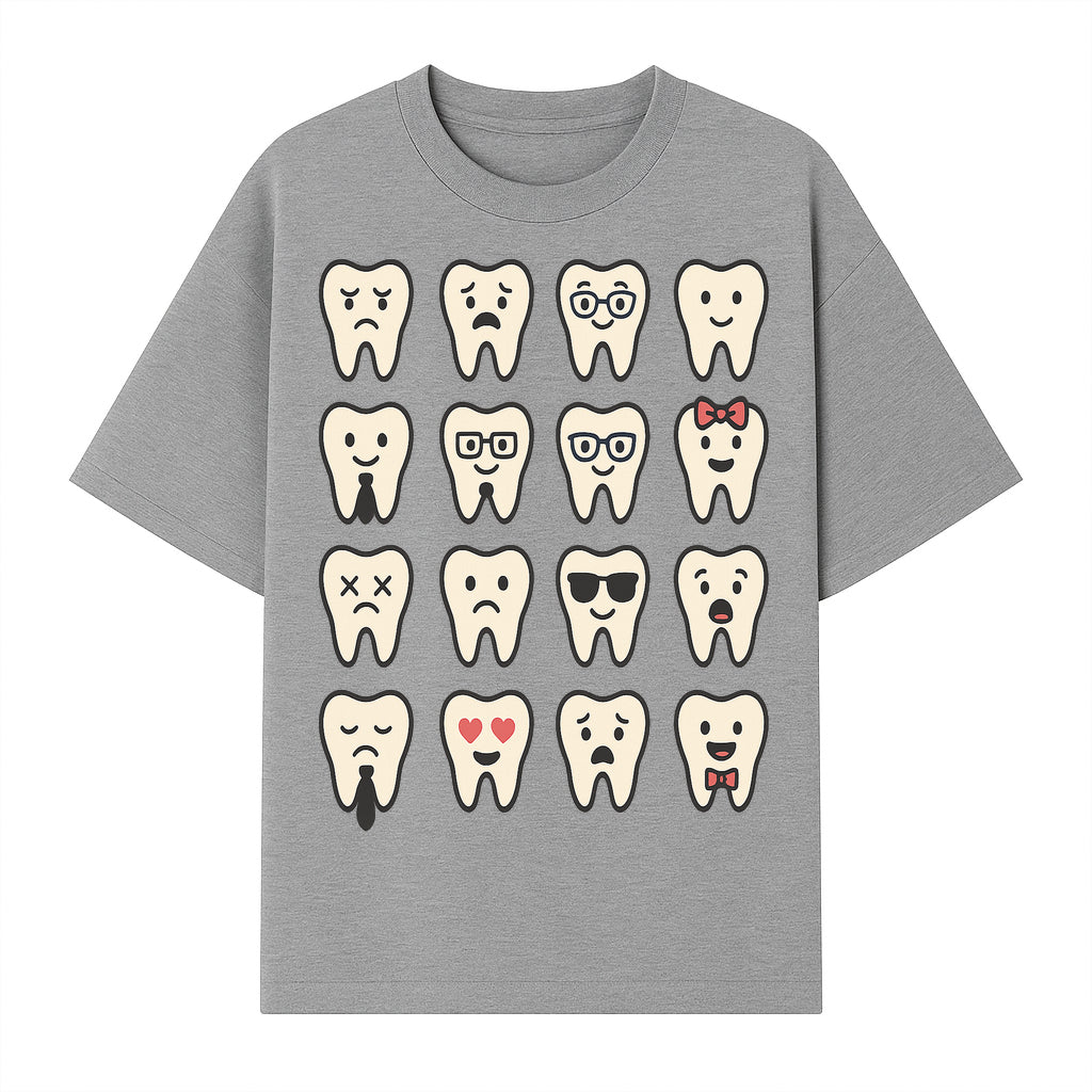Cute Tooth Emoji Set - 16 Unique Tooth Faces for Dental Decor, Stickers, or Gifts - Happy, Sad, Cool, Funny Expressions - T-shirt 1758250143091.jpg