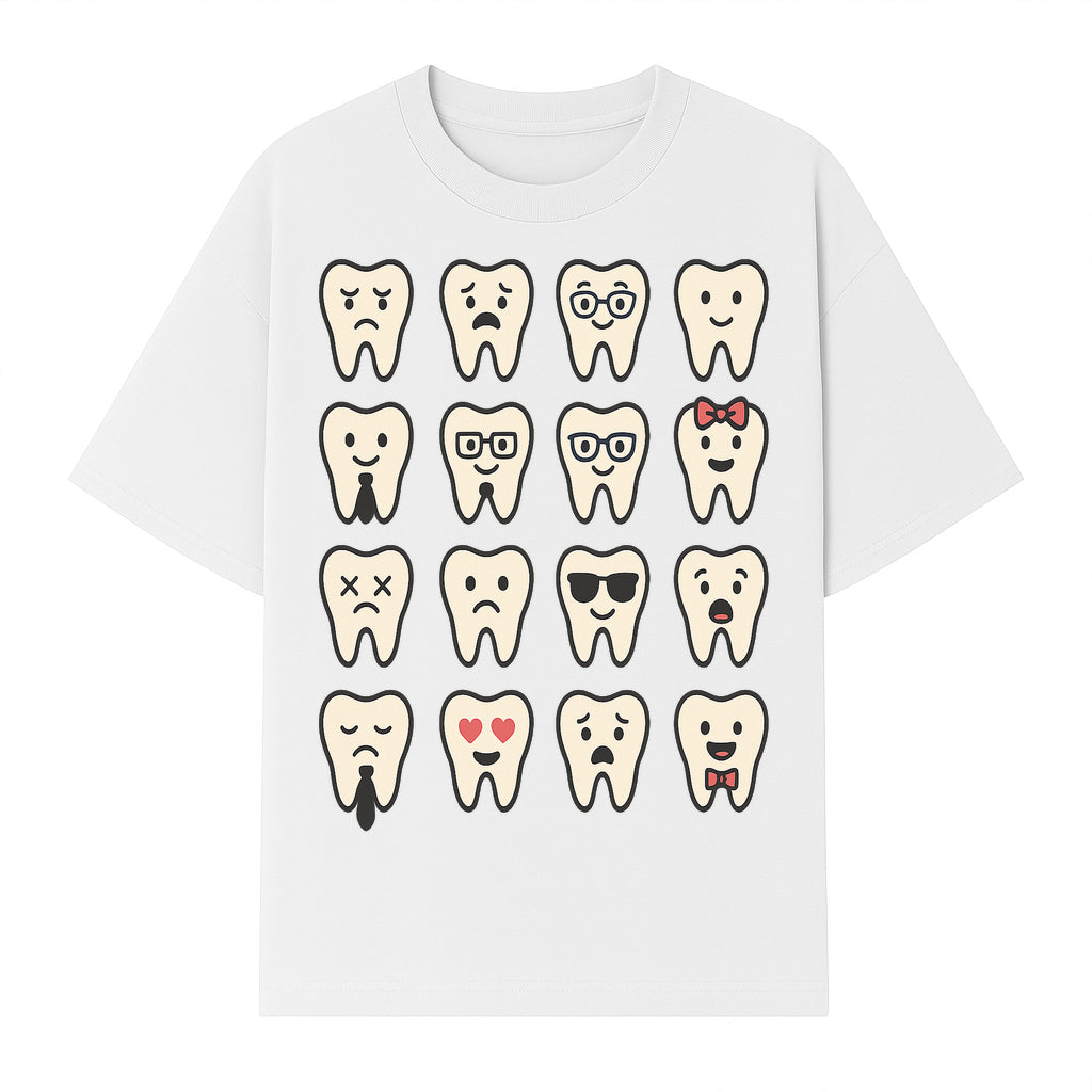 Cute Tooth Emoji Set - 16 Unique Tooth Faces for Dental Decor, Stickers, or Gifts - Happy, Sad, Cool, Funny Expressions - T-shirt 1758250143241.jpg