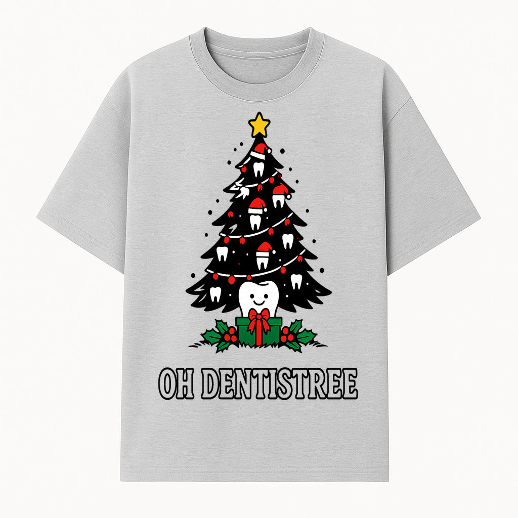 Funny Oh Dentistre Christmas Tree Teeth Graphic Tee - Cute Dental Holiday Shirt for Dentists, Hygienists, and Tooth Lovers - T-shirt 1758250143316.jpg