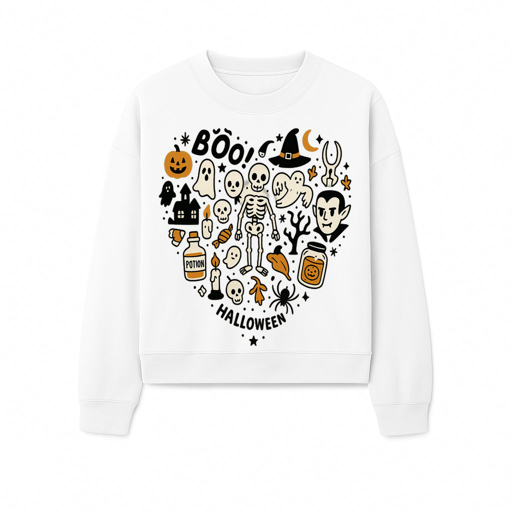 Halloween Skeleton and Ghosts Graphic Print, Spooky Potion Bottle Art, Cute Halloween Decor, Trick or Treat Illustration - Sweatshirt 1758250143470.jpg