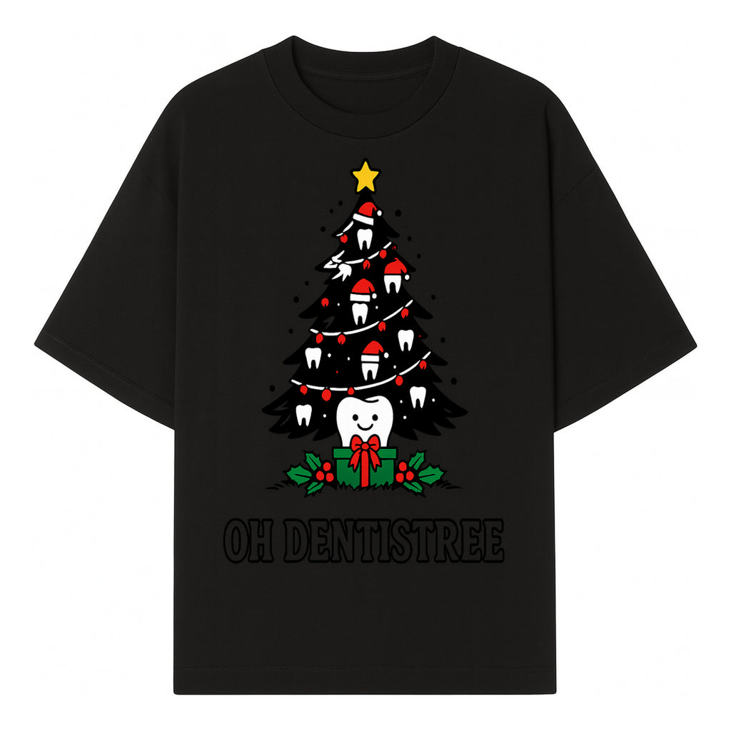 Funny Oh Dentistre Christmas Tree Teeth Graphic Tee - Cute Dental Holiday Shirt for Dentists, Hygienists, and Tooth Lovers - T-shirt 1758250143489.jpg