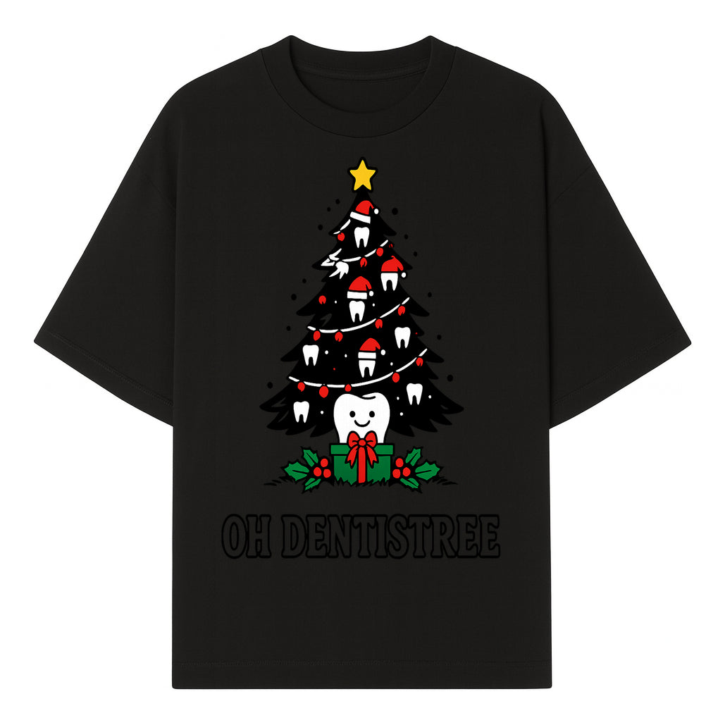 Funny Oh Dentistre Christmas Tree Teeth Graphic Tee - Cute Dental Holiday Shirt for Dentists, Hygienists, and Tooth Lovers - T-shirt 1758250143489.jpg