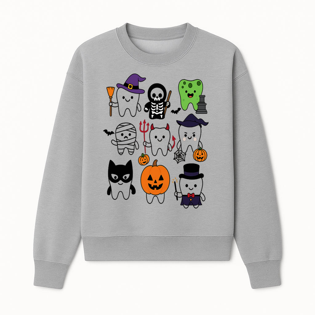 Halloween Tooth Characters Stickers | Cute Spooky Dental Themed Decor | Ghosts, Pumpkins, Skulls, and Mummies Design - Sweatshirt 1758250143604.jpg