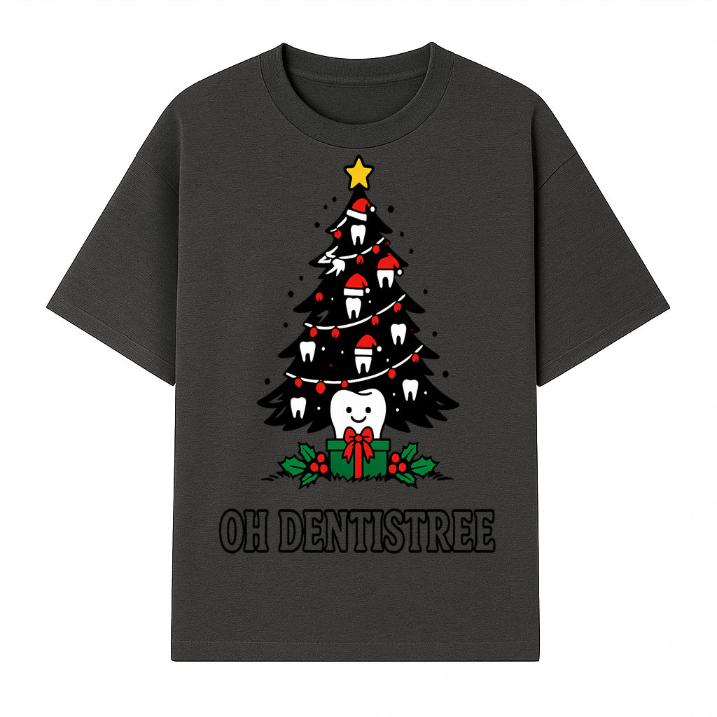Funny Oh Dentistre Christmas Tree Teeth Graphic Tee - Cute Dental Holiday Shirt for Dentists, Hygienists, and Tooth Lovers - T-shirt 1758250143703.jpg
