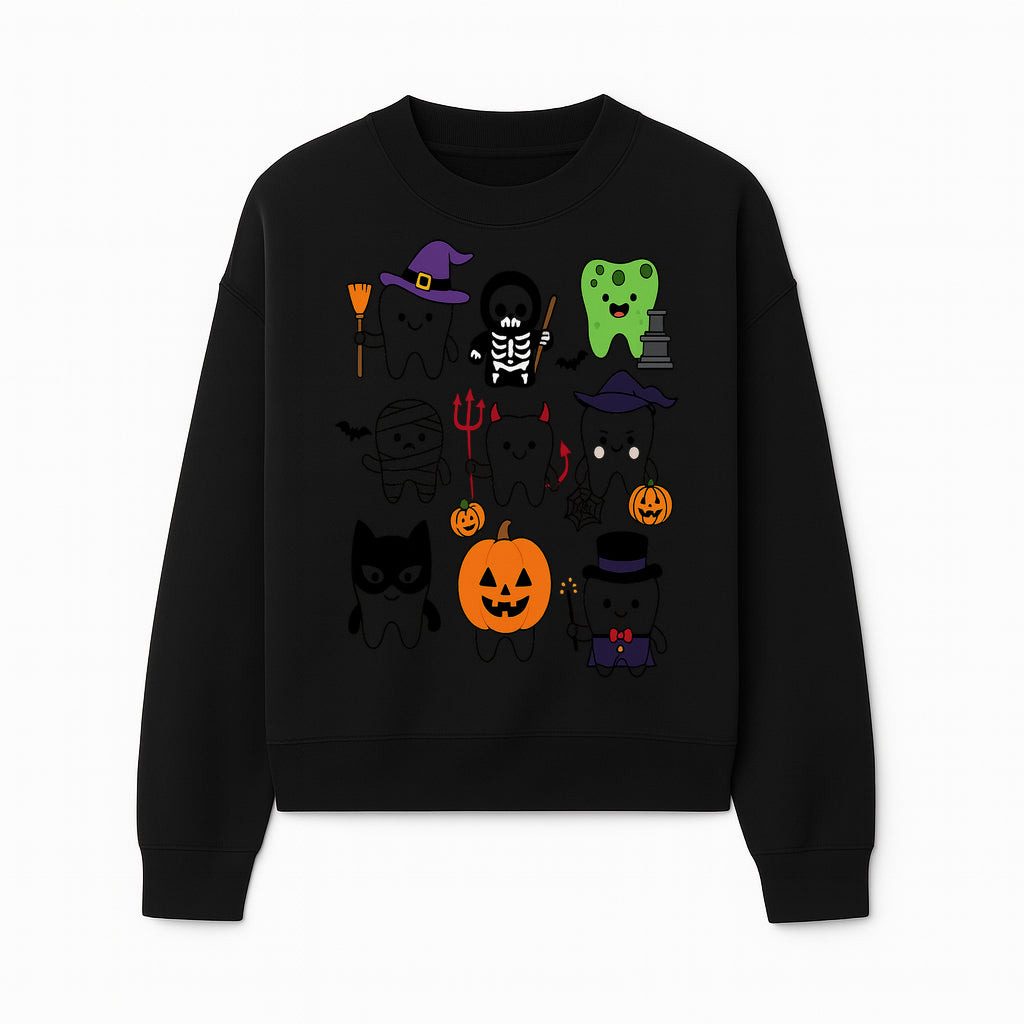 Halloween Tooth Characters Stickers | Cute Spooky Dental Themed Decor | Ghosts, Pumpkins, Skulls, and Mummies Design - Sweatshirt 1758250143799.jpg