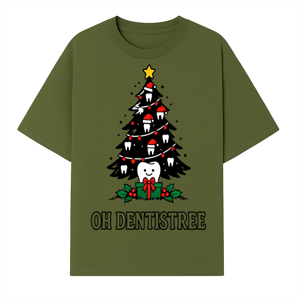 Funny Oh Dentistre Christmas Tree Teeth Graphic Tee - Cute Dental Holiday Shirt for Dentists, Hygienists, and Tooth Lovers - T-shirt 1758250143868.jpg