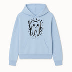 Cute Tooth Character with Toothbrush and Sparkles, Kids Dental Hygiene Art Print, Adorable Tooth Decor for Children's Room - Hoodie 1758250143903.jpg