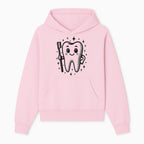 Cute Tooth Character with Toothbrush and Sparkles, Kids Dental Hygiene Art Print, Adorable Tooth Decor for Children's Room - Hoodie 1758250144044.jpg