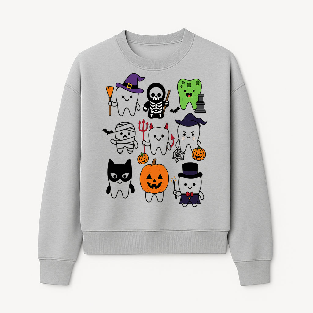 Halloween Tooth Characters Stickers | Cute Spooky Dental Themed Decor | Ghosts, Pumpkins, Skulls, and Mummies Design - Sweatshirt 1758250144236.jpg