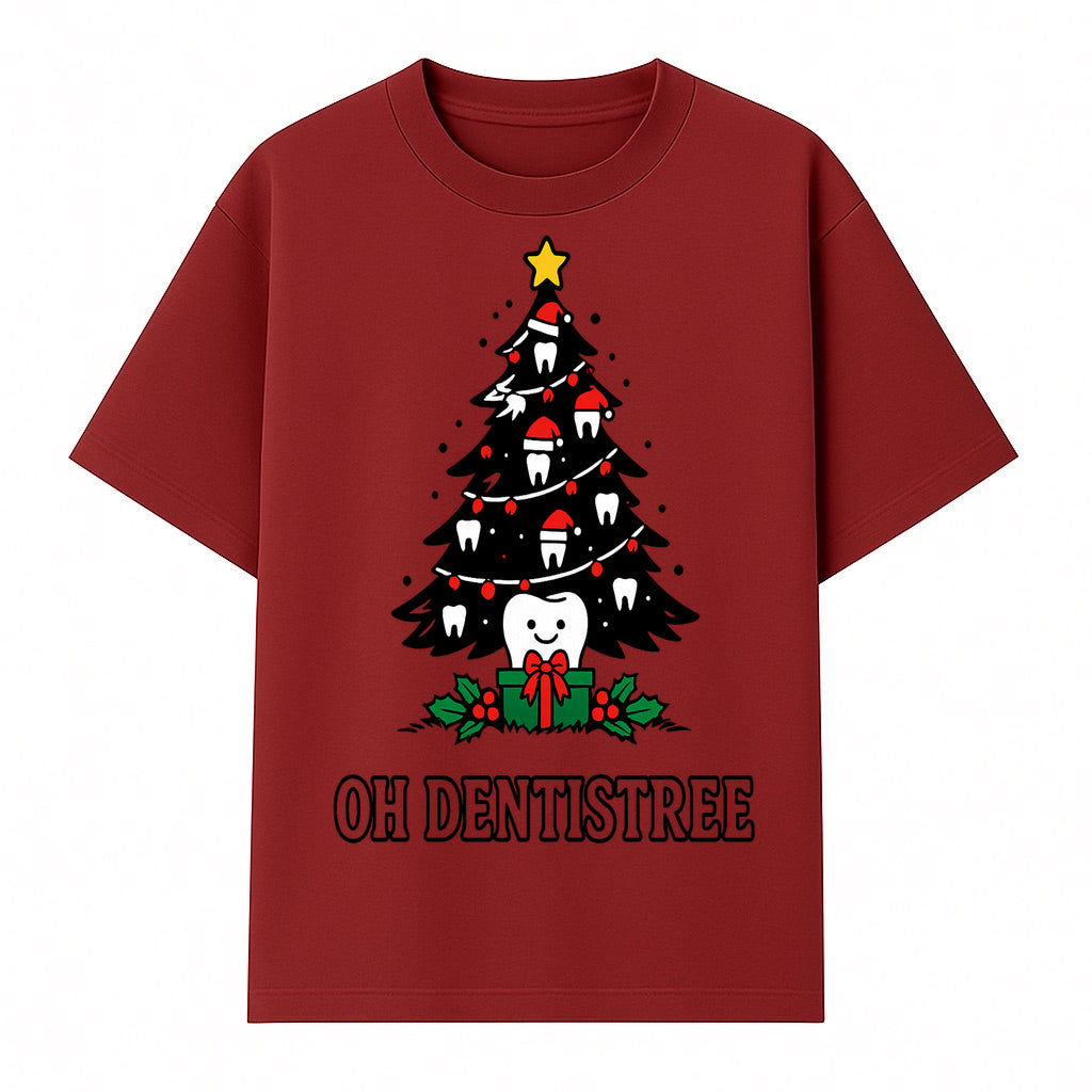 Funny Oh Dentistre Christmas Tree Teeth Graphic Tee - Cute Dental Holiday Shirt for Dentists, Hygienists, and Tooth Lovers - T-shirt 1758250144480.jpg