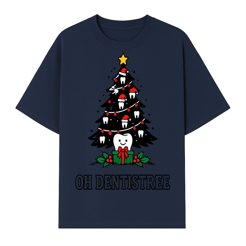 Funny Oh Dentistre Christmas Tree Teeth Graphic Tee - Cute Dental Holiday Shirt for Dentists, Hygienists, and Tooth Lovers - T-shirt 1758250144613.jpg
