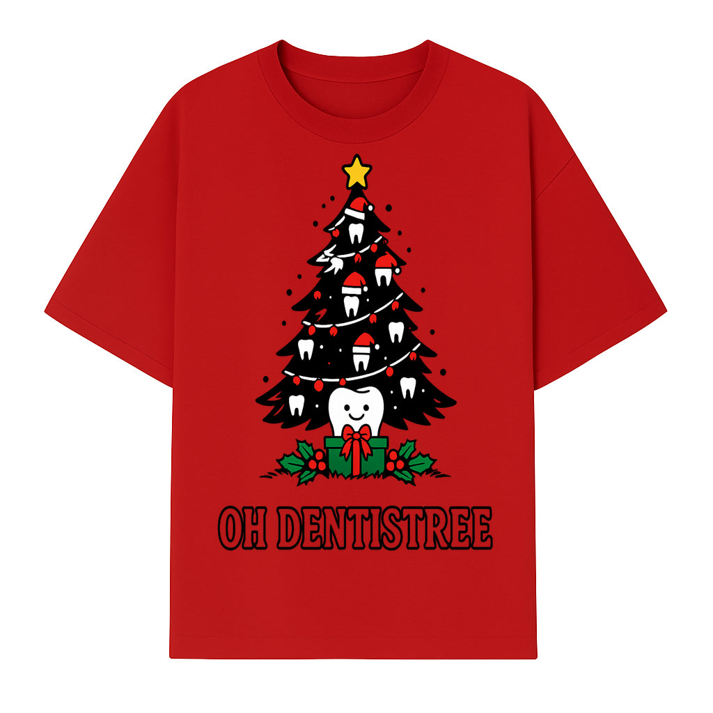 Funny Oh Dentistre Christmas Tree Teeth Graphic Tee - Cute Dental Holiday Shirt for Dentists, Hygienists, and Tooth Lovers - T-shirt 1758250144766.jpg