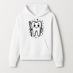 Cute Tooth Character with Toothbrush and Sparkles, Kids Dental Hygiene Art Print, Adorable Tooth Decor for Children's Room - Hoodie 1758250144867.jpg