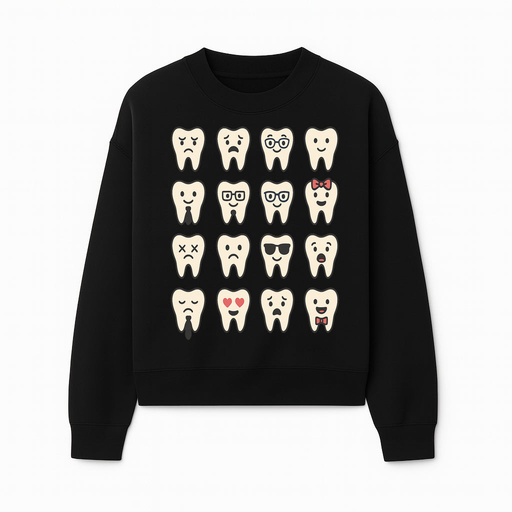 Cute Tooth Emoji Set - 16 Unique Tooth Faces for Dental Decor, Stickers, or Gifts - Happy, Sad, Cool, Funny Expressions - Sweatshirt 1758250144904.jpg