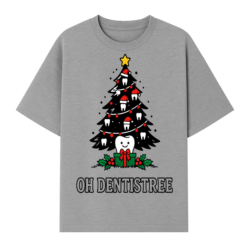 Funny Oh Dentistre Christmas Tree Teeth Graphic Tee - Cute Dental Holiday Shirt for Dentists, Hygienists, and Tooth Lovers - T-shirt 1758250144906.jpg