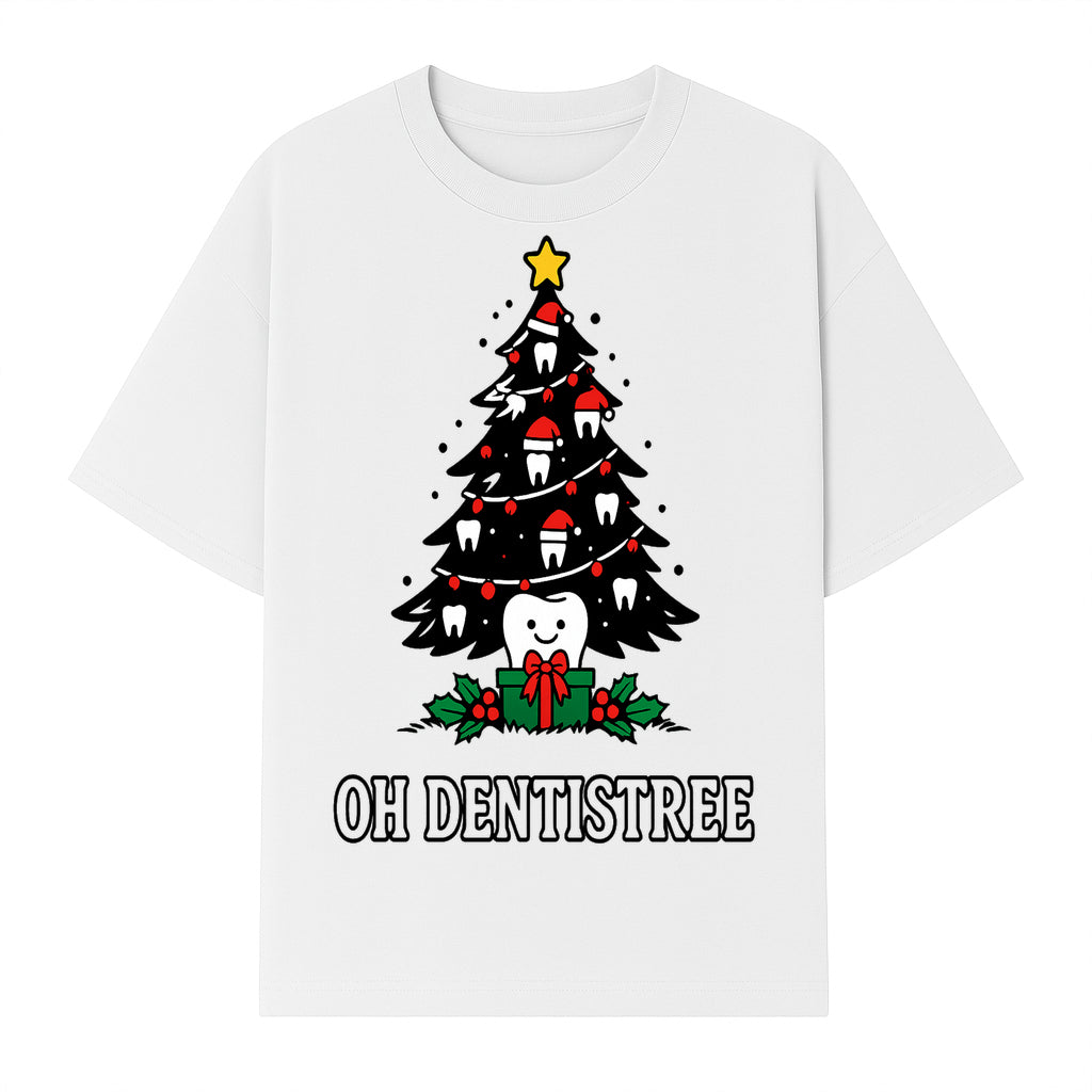 Funny Oh Dentistre Christmas Tree Teeth Graphic Tee - Cute Dental Holiday Shirt for Dentists, Hygienists, and Tooth Lovers - T-shirt 1758250145060.jpg