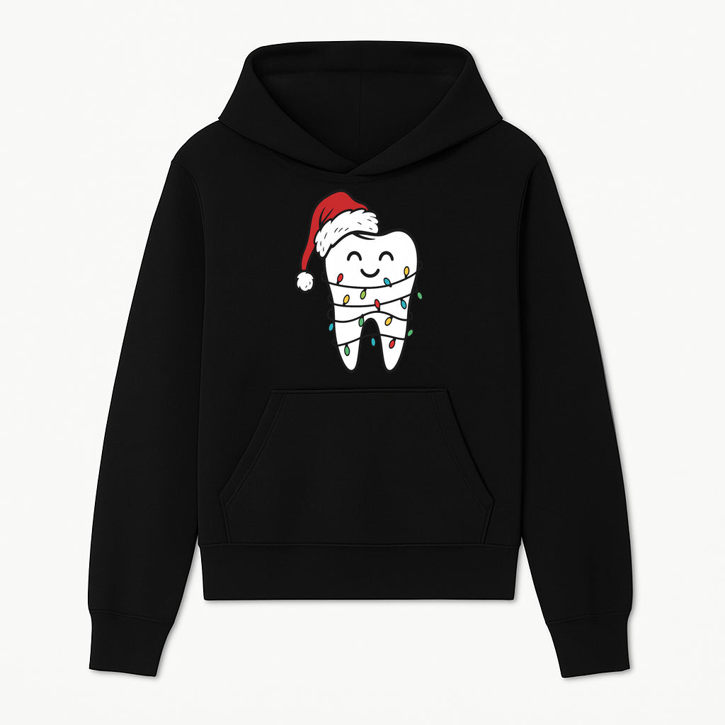 Cute Christmas Tooth Ornament with Santa Hat, Christmas Lights, Dental Holiday Decor, Funny Gift for Dentists and Tooth Lovers - Hoodie 1758250145313.jpg