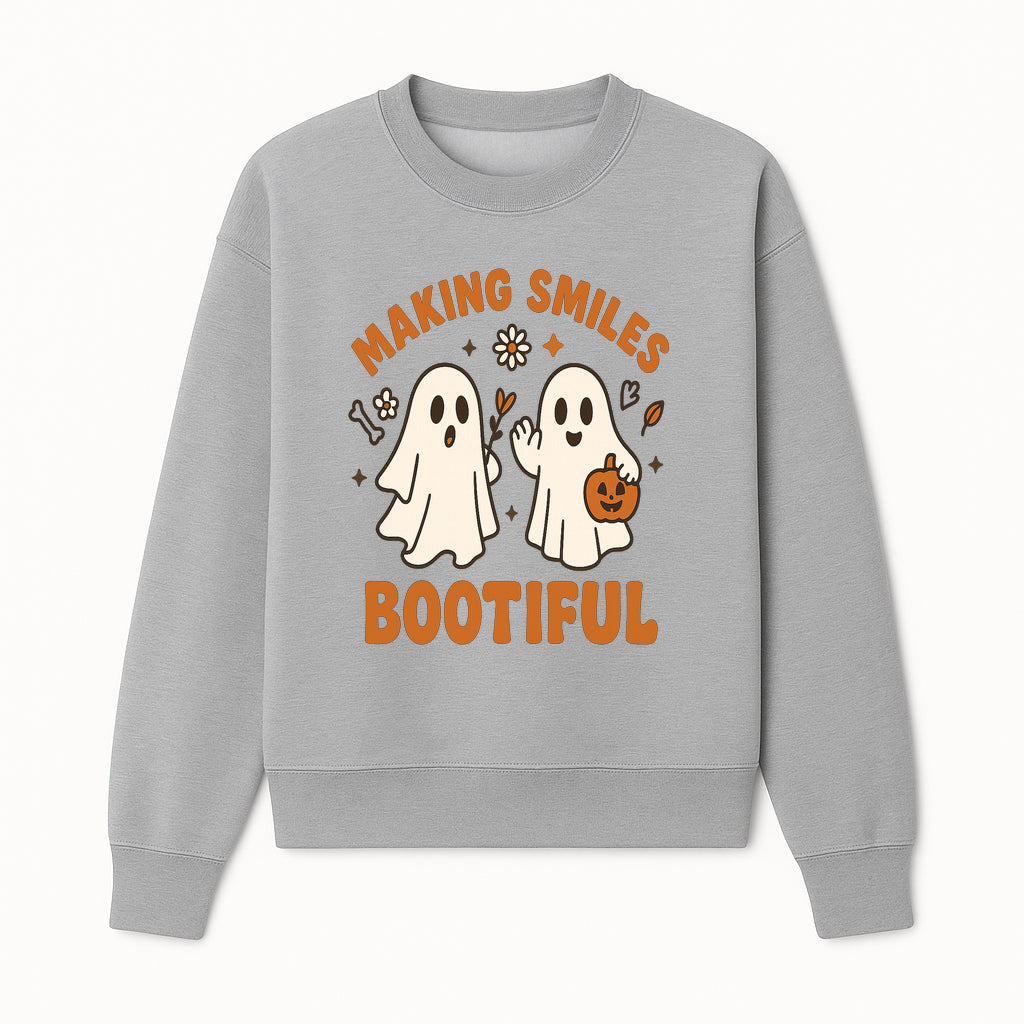 Cute Ghosts Halloween T-Shirt - Making Smiles Bootiful with Pumpkin & Flowers, Fun Fall Apparel for Kids & Adults - Sweatshirt 1758250145353.jpg