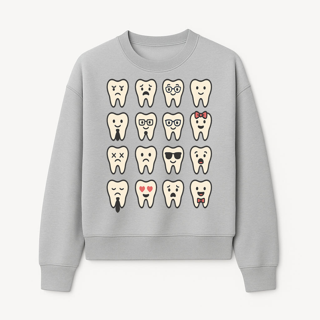 Cute Tooth Emoji Set - 16 Unique Tooth Faces for Dental Decor, Stickers, or Gifts - Happy, Sad, Cool, Funny Expressions - Sweatshirt 1758250145366.jpg