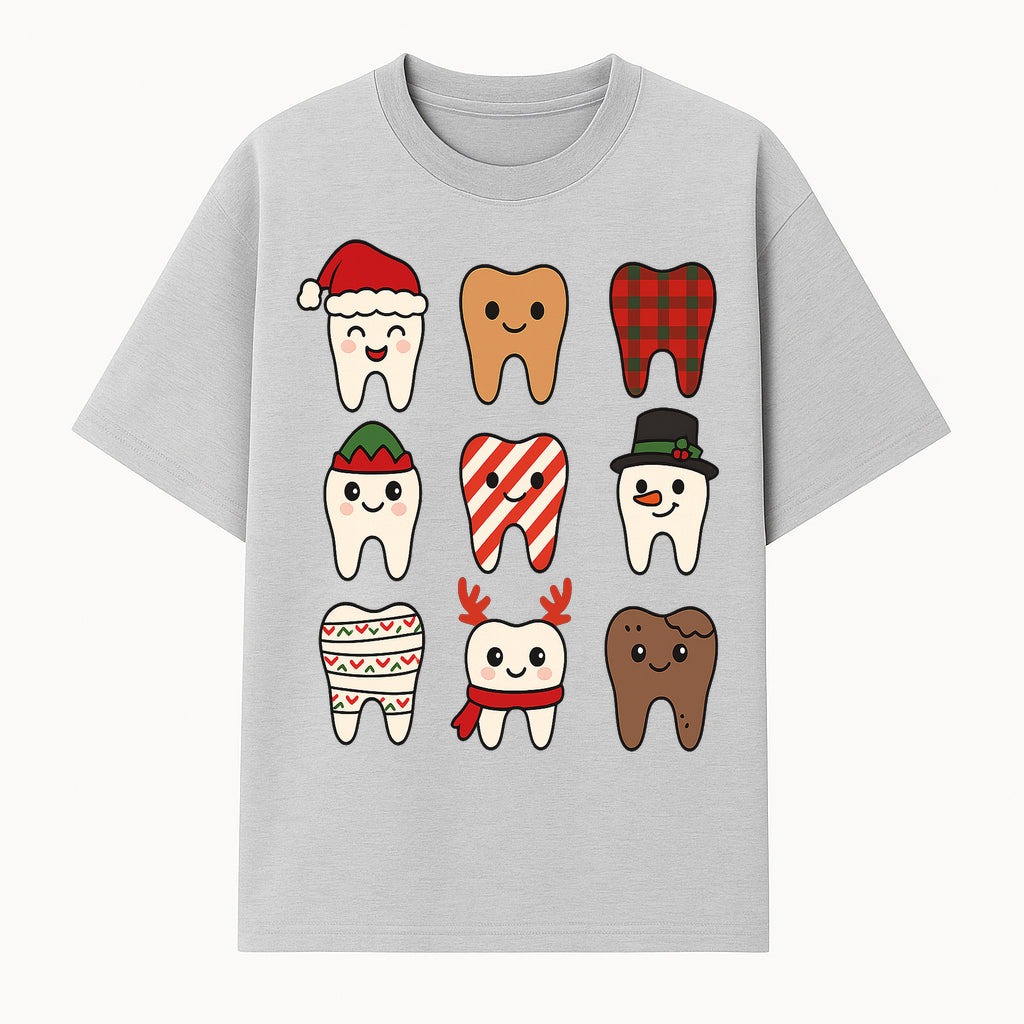 Cute Holiday Tooth Characters Stickers - Festive Dental Decorations for Christmas Cheer, Kid's Parties, and Holiday Crafts - T-shirt 1758250145408.jpg