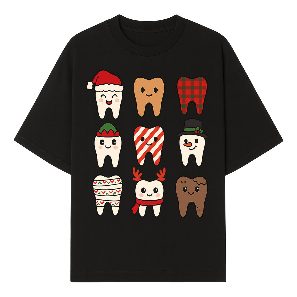 Cute Holiday Tooth Characters Stickers - Festive Dental Decorations for Christmas Cheer, Kid's Parties, and Holiday Crafts - T-shirt 1758250145534.jpg