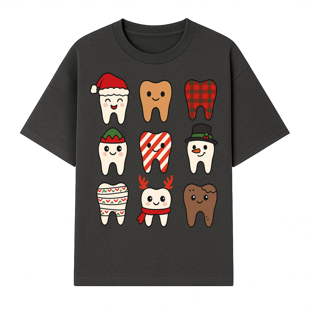 Cute Holiday Tooth Characters Stickers - Festive Dental Decorations for Christmas Cheer, Kid's Parties, and Holiday Crafts - T-shirt 1758250145704.jpg