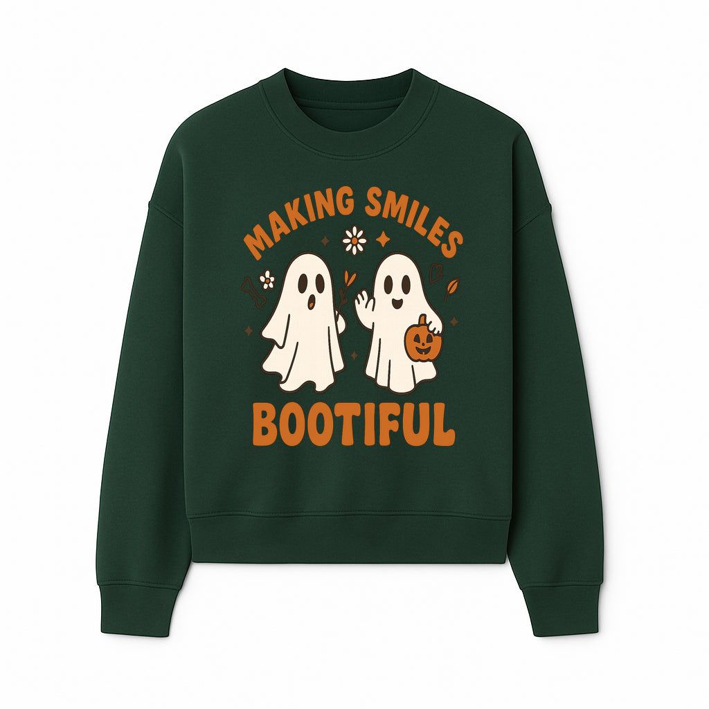 Cute Ghosts Halloween T-Shirt - Making Smiles Bootiful with Pumpkin & Flowers, Fun Fall Apparel for Kids & Adults - Sweatshirt 1758250145755.jpg