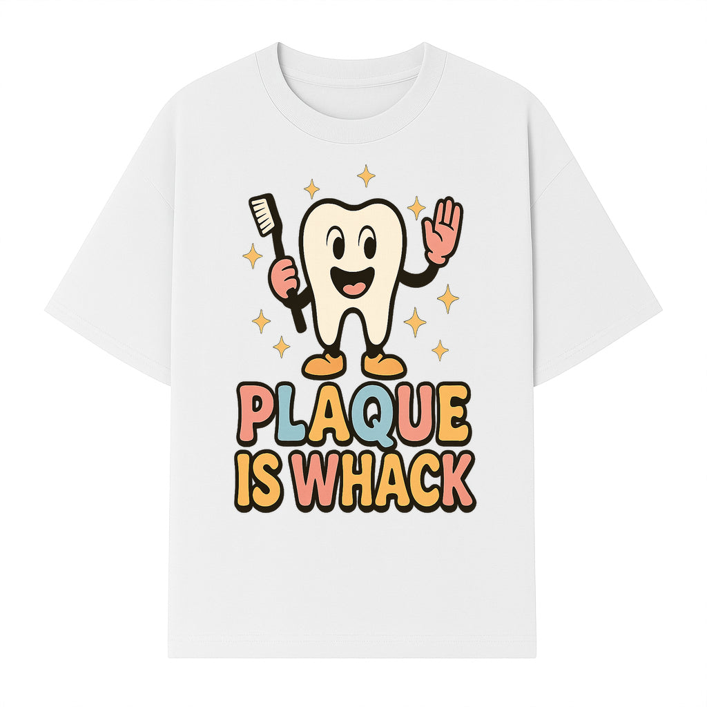 Funny Tooth Plaque Humor Shirt | Plaque is Whack | Cute Dental Cartoon Design | Perfect for Kids & Dental Hygienists - T-shirt 1758250145769.jpg