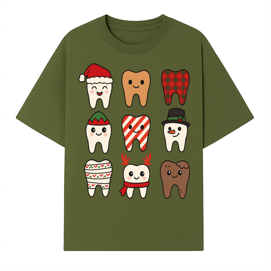 Cute Holiday Tooth Characters Stickers - Festive Dental Decorations for Christmas Cheer, Kid's Parties, and Holiday Crafts - T-shirt 1758250145848.jpg