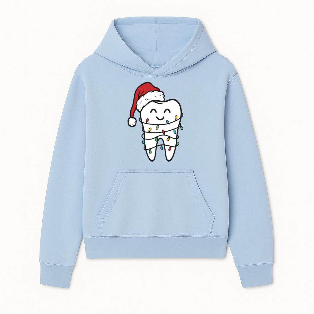 Cute Christmas Tooth Ornament with Santa Hat, Christmas Lights, Dental Holiday Decor, Funny Gift for Dentists and Tooth Lovers - Hoodie 1758250145967.jpg
