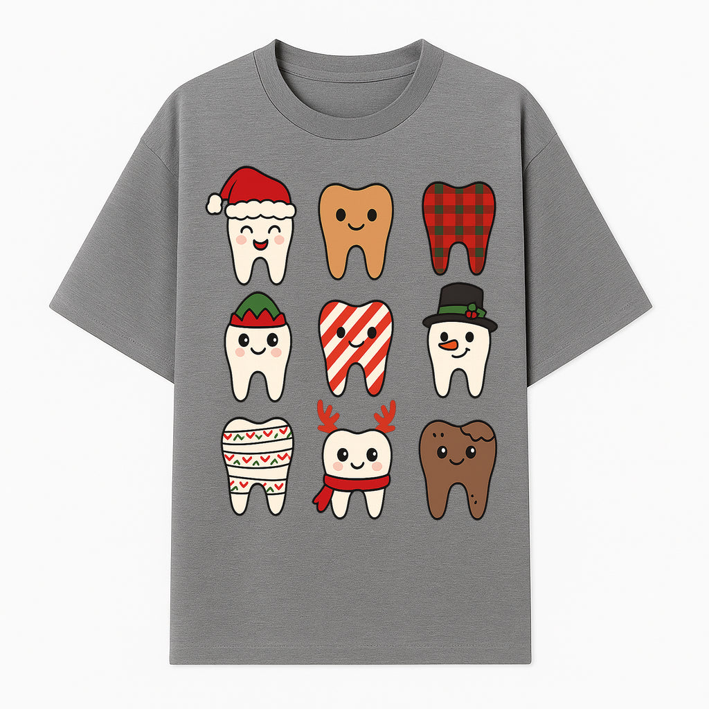 Cute Holiday Tooth Characters Stickers - Festive Dental Decorations for Christmas Cheer, Kid's Parties, and Holiday Crafts - T-shirt 1758250145982.jpg