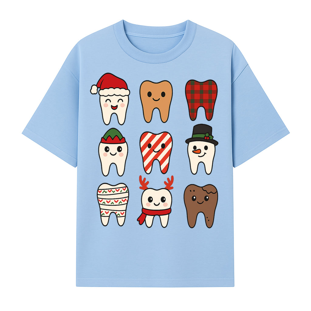 Cute Holiday Tooth Characters Stickers - Festive Dental Decorations for Christmas Cheer, Kid's Parties, and Holiday Crafts - T-shirt 1758250146146.jpg