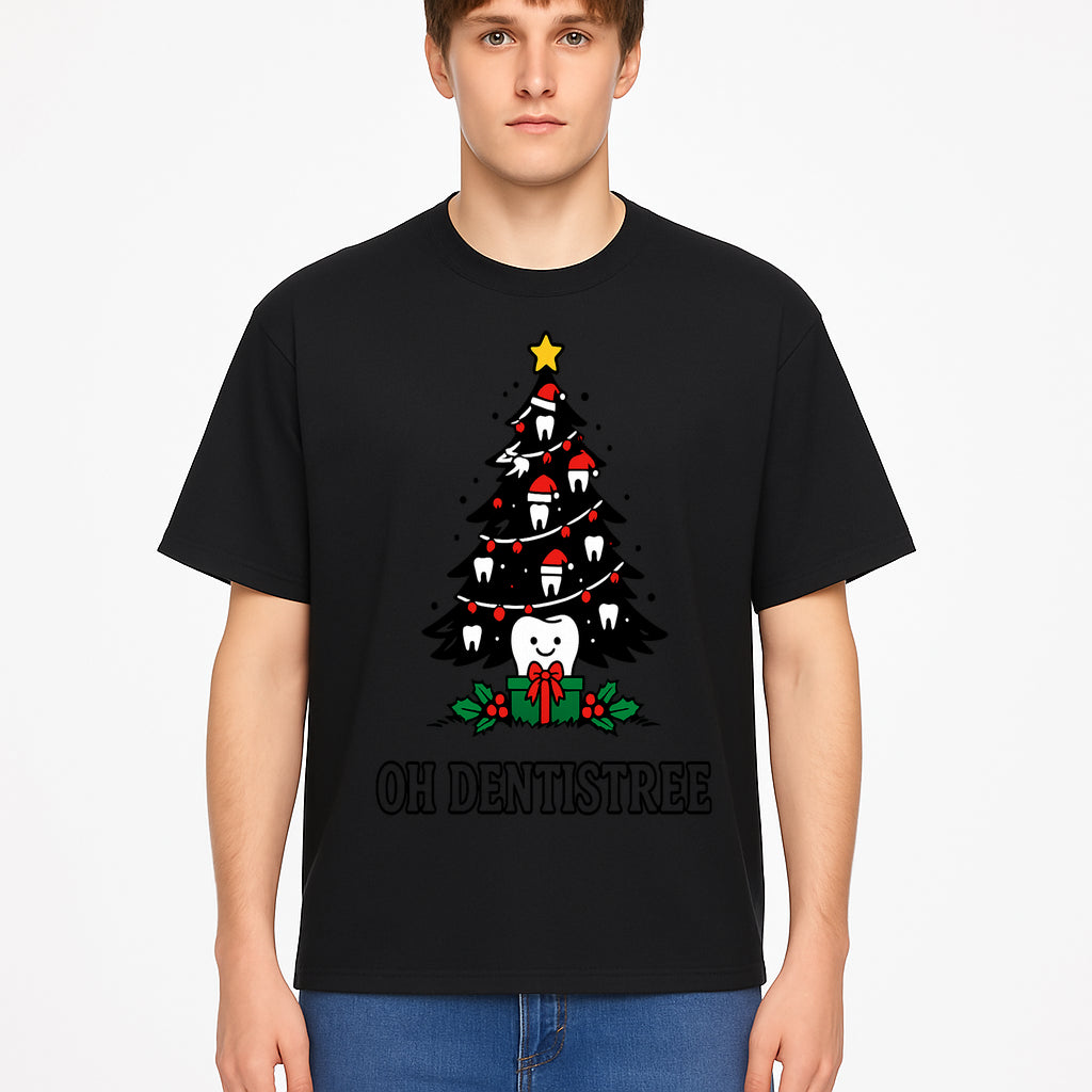Funny Oh Dentistre Christmas Tree Teeth Graphic Tee - Cute Dental Holiday Shirt for Dentists, Hygienists, and Tooth Lovers - T-shirt 1758250146218.jpg