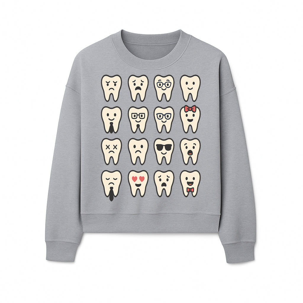 Cute Tooth Emoji Set - 16 Unique Tooth Faces for Dental Decor, Stickers, or Gifts - Happy, Sad, Cool, Funny Expressions - Sweatshirt 1758250146244.jpg