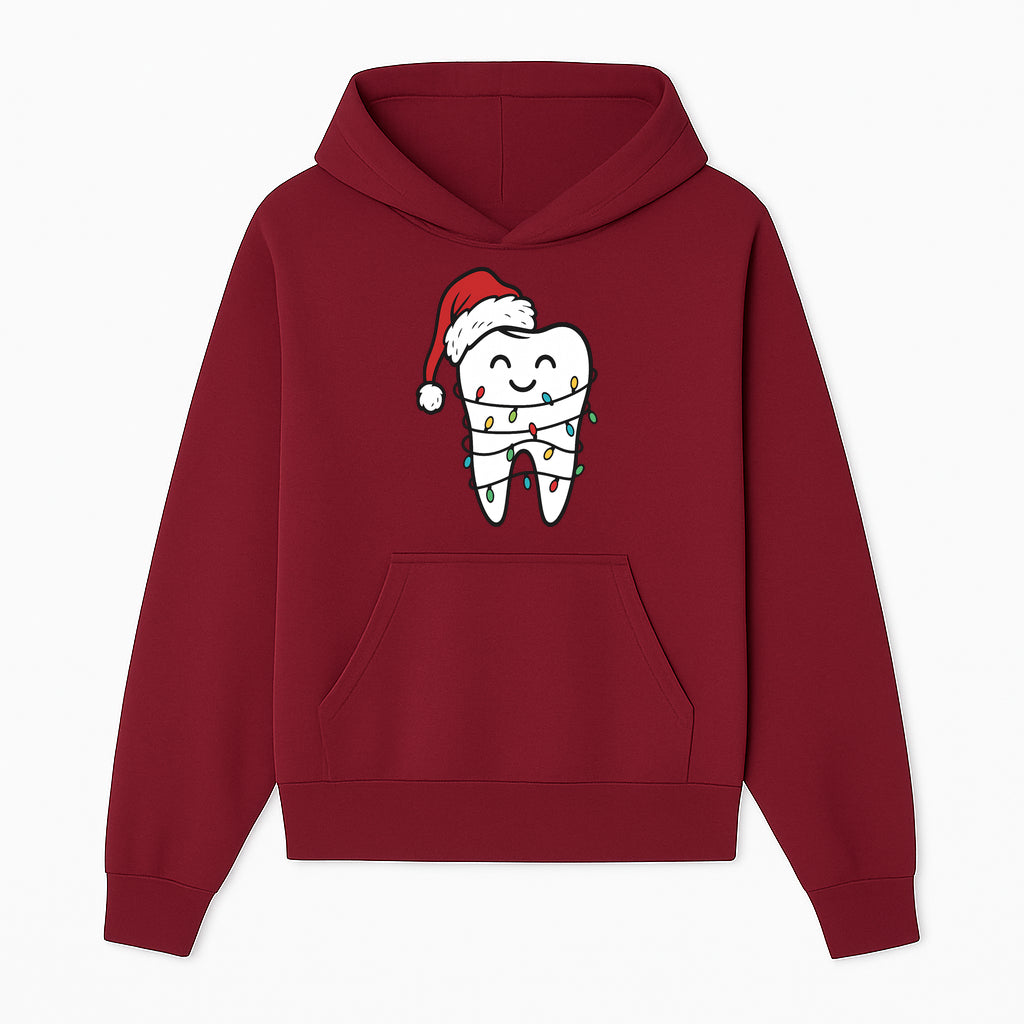 Cute Christmas Tooth Ornament with Santa Hat, Christmas Lights, Dental Holiday Decor, Funny Gift for Dentists and Tooth Lovers - Hoodie 1758250146247.jpg