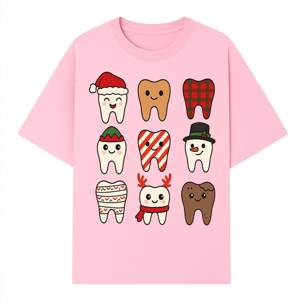 Cute Holiday Tooth Characters Stickers - Festive Dental Decorations for Christmas Cheer, Kid's Parties, and Holiday Crafts - T-shirt 1758250146277.jpg