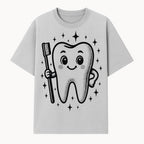 Cute Tooth Character with Toothbrush and Sparkles, Kids Dental Hygiene Art Print, Adorable Tooth Decor for Children's Room - T-shirt 1758250146353.jpg