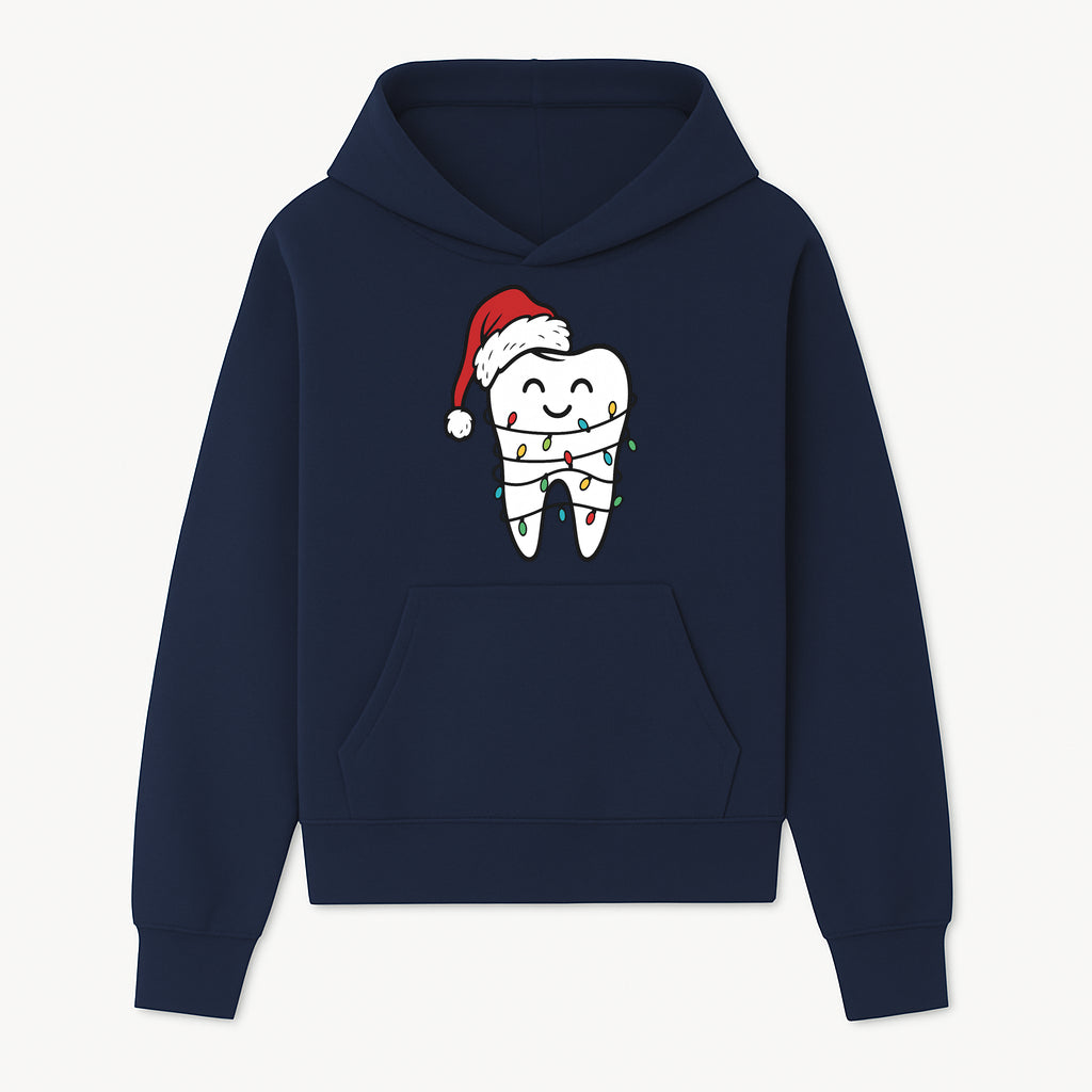 Cute Christmas Tooth Ornament with Santa Hat, Christmas Lights, Dental Holiday Decor, Funny Gift for Dentists and Tooth Lovers - Hoodie 1758250146385.jpg