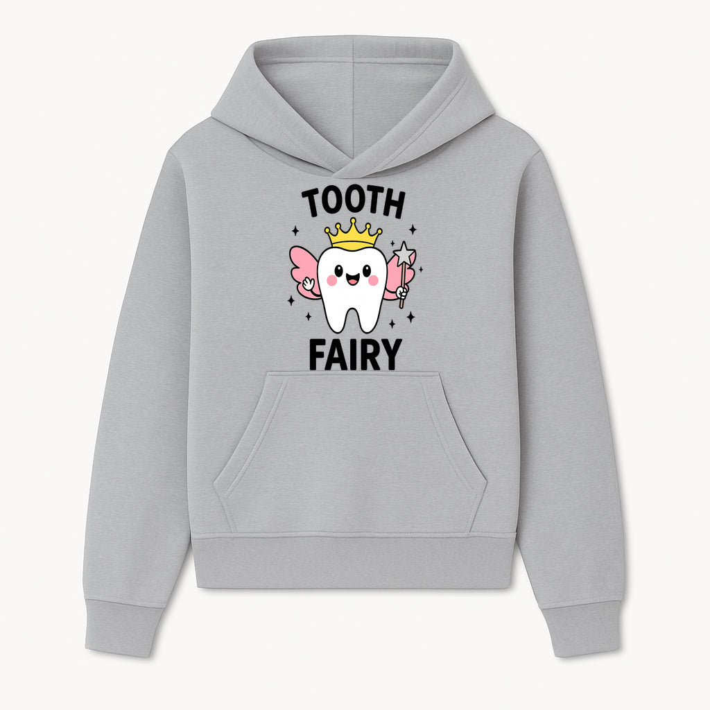 Tooth Fairy Cute Cartoon Tooth with Crown and Wand, Kids' Room Decor, Dental Theme, Children's Art, Nursery Wall Print - Hoodie 1758250146423.jpg